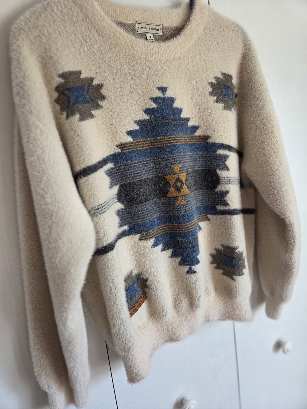 Simply Southern Cream Aztec Pattern Men's Sweater